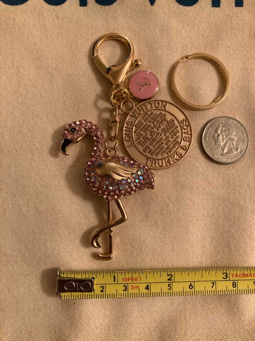 Louis Vuitton Upcycled Flamingo 🦩 Charm/Zipper Pull Purse Charm/Keychain NWOT - Picture 11 of 11
